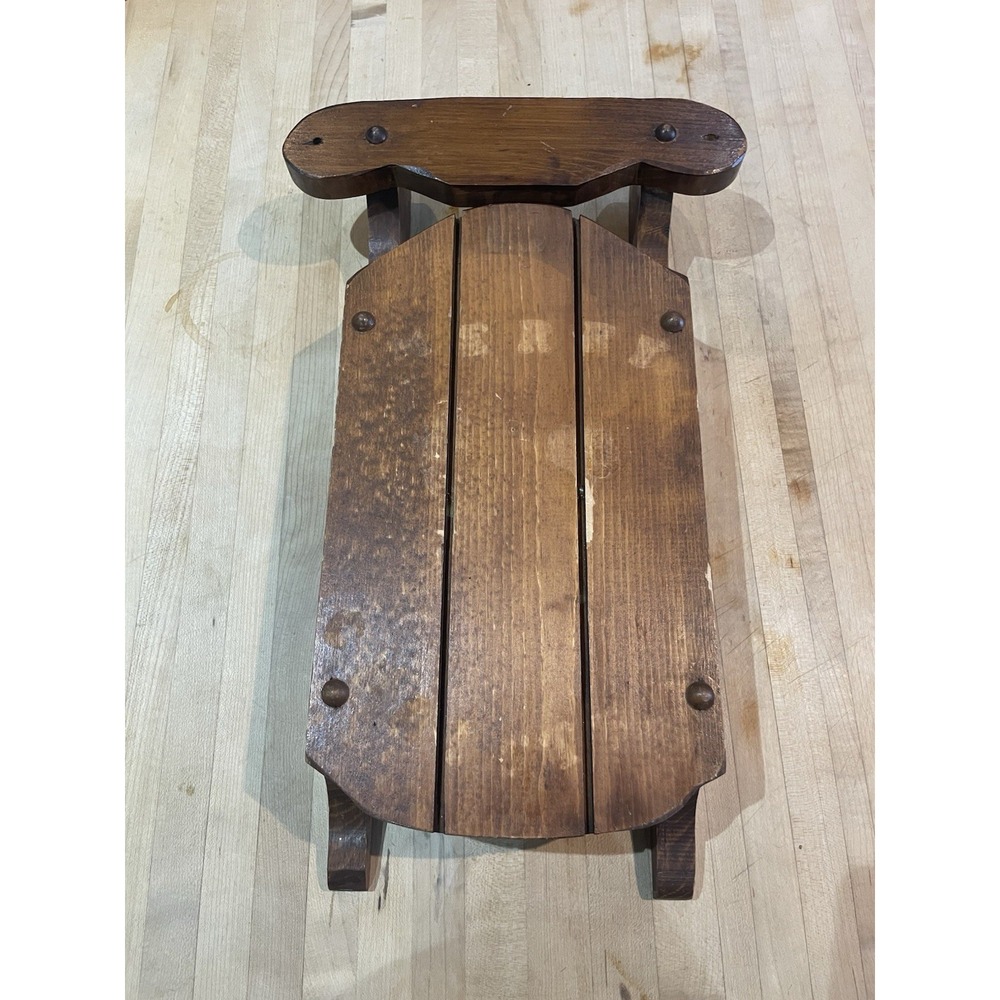 17" Rustic Wood Sled Wall Hang Table Decor Country Christmas Cottage Granny Core
